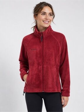 Columbia Womens S Benton Springs Burgandy FullZip Fleece Jacket Gorpcore Outdoor